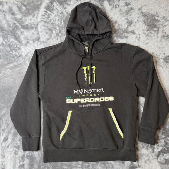 Vintage Y2K Monter Energy Supercross Long Sleeve Pullover Hoodie Size Large - Picture 1 of 8